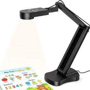 Visualiser for Classroom & Online Teaching, 8MP 4K USB Document Camera - A3 Webcam for Teachers with LED Light, Dual Mic, Live Demo & Video Recording,Compatible with Windows/Mac/Chrome