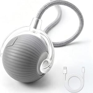 Interactive Cat Ball Toy, 360? Smart Self-Moving Rolling Ball with Tail, USB Rechargeable Automatic Cat Toy for Indoor Pets, Active Play & Chase (grey)