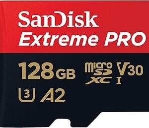 SANDISK Extreme PRO microSD Card + Adapter 128GB, Up to 200MB/s Read Speeds