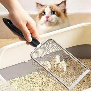 1 Pcs Stainless Steel Cat Litter Scoop,Metal Mesh Sifting Shovel for Box