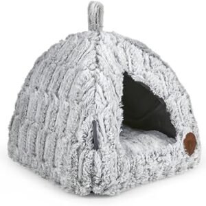 Petface Luxury Bamboo Plush Cat Igloo Bed, 40 x 40 x 35 cm (Pack of 1)