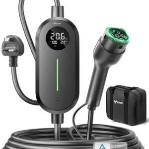 GONEO EV Charger Type 2 to 3 Pin Plug, 10M IP66 3 Pin EV Charger with Temperature Monitor,10A 2.4kW Electric Car Charger Type 2 Charging Cable with Leakage & Earth Protection for EVs & PHEVs
