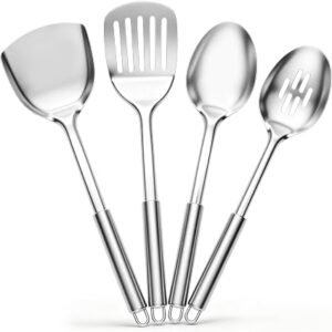 Herogo 4 Pcs Stainless Steel Kitchen Cooking Utensil Set with Hanging Loop