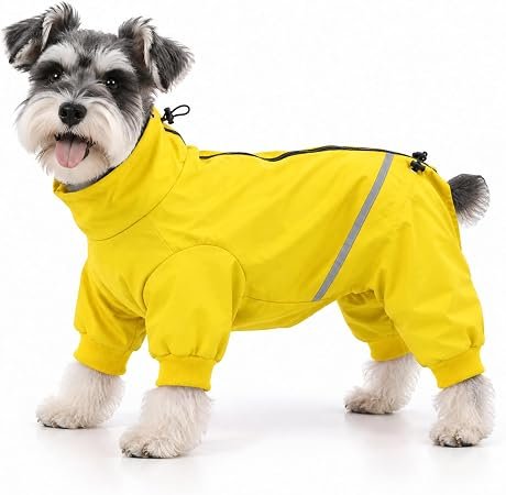Morezi Waterproof Dog Raincoat with Legs, Full Body Coverage Dog Suit | Four Legged Dog Coat, Reflective Strip, Back Zip, Adjustable Drawcords, Rain Coat...