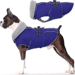 Lelepet Warm Dog Coat, Waterproof Dog Jacket Winter Coats, Blue M | Fleece Lined Snow Jacket for Cold Weather,Windproof Winter Vest with Reflective Strips...