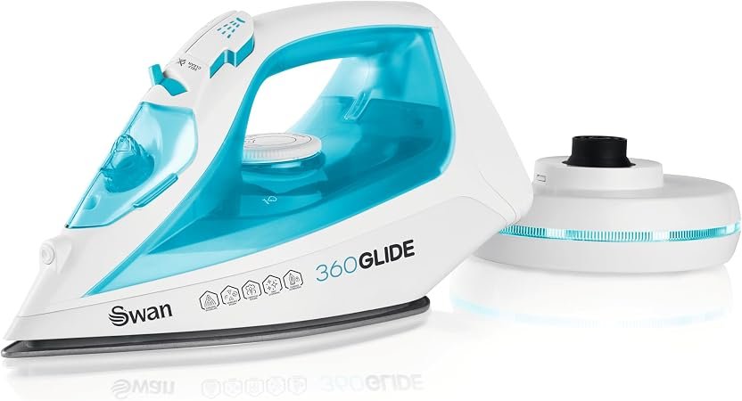 Swan 2-in-1 Cord or Cordless Steam Press Iron, Blue