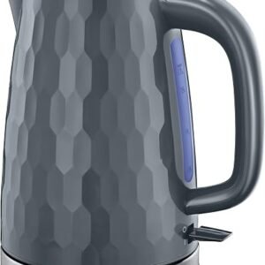Russell Hobbs Honeycomb Electric 1.7L Cordless Kettle, Grey, Premium Plastic, Gloss Finish, Washable Anti-Scale Filter, Push Button Lid, Perfect Pour Spout, 360 Base, 26053