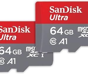 SANDISK Ultra micro SD Card + Adapter 64GB, Up to 140MB/s Read Speed 2-Pack