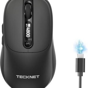 TECKNET Wireless Mouse, [LED Display] Tri-Mode Bluetooth Mouse Rechargeable