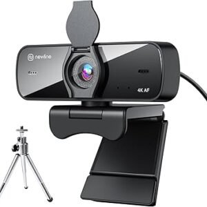 4K Webcam for PC, 30fps, Dual Stereo Microphones, Noise Cancellation, Auto Light Correction, Privacy Cover & Metal Tripod, USB HD Computer Camera for Streaming, Video Calls & Conferences