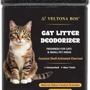Activated Charcoal Cat Litter Deodorizer 1kg ? 120 Days odour control ? Unscented Odour Eliminator for Litter Box, Coconut Shell Carbon Granules, Fragrance-Free & Non-Toxic