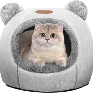 Soft Foldable Cat Bed & House: Indoor Kitten Bed with Removable Cushion