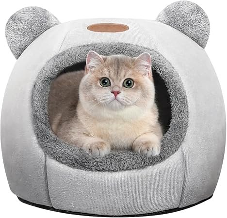 Soft Foldable Cat Bed & House: Indoor Kitten Bed with Removable Cushion