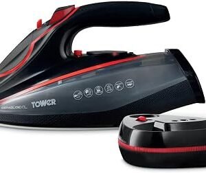 Tower Cordless Steam Iron, 3100W, Black & Red