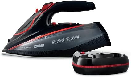 Tower Cordless Steam Iron, 3100W, Black & Red