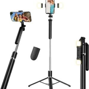 Lamicall 65inch Phone Tripod, [Auto-Pop Open] Selfie Stick with Remote | 3-IN-1 Aluminum Smartphone Tripod Adapters with Cold Shoe, 360? Rotating Extendable Phone Stand Filming, for iPhone 18/17