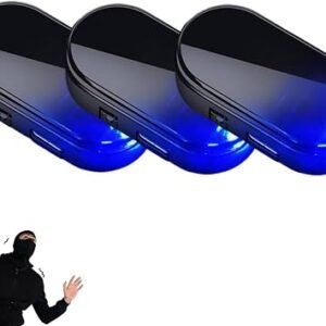Solar Power Fake Car Alarm LED Light Simulated Dummy Warning Anti-Theft LED Flashing Security Light, Car Solar Power Anti-Theft Led Flashing Security Light, Car Alarm with USB Port Light?Blue-3PC
