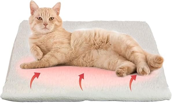 Self-Heating Thermal Pet Pad, Cat Blankets for Indoor Outdoor, Pet Pads with Removable and Washable Cover, Self-Warming Winter Pet Bed Mat Blanket for Cat Rabbits Puppies Kittens 60x 45 cm
