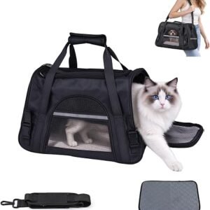 Asonen Cat Carrier, Pet Carrier, Up to 16 LBS, Portable Travel cat Carriers | Pet Cat Bag with Shoulder Strap & Removable Mat, Collapsible Travel...