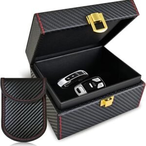 ELI73 Faraday Box & Pouch for Car Keys, Double-Layer Keyless Entry Car Key Signal Blocking Box, RFID Anti-Theft Faraday Cage, Car Key Fob Safe Protector, ELI-FB-CARB-B2B