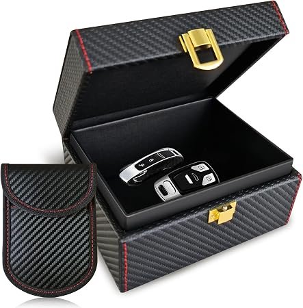 ELI73 Faraday Box & Pouch for Car Keys, Double-Layer Keyless Entry Car Key Signal Blocking Box, RFID Anti-Theft Faraday Cage, Car Key Fob Safe Protector, ELI-FB-CARB-B2B