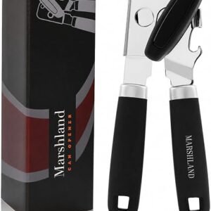 Marshland Tin Opener UK - Stainless Steel Soft Handled Manual-Magnetic Heavy Duty Can Opener that Works for Arthritis Hands ? Black