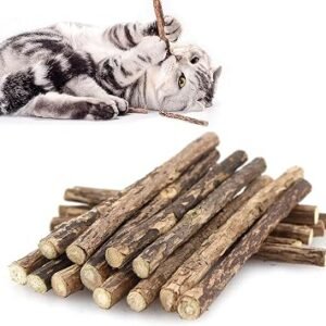 Natural Matatabi Silvervine Cat Chew Sticks - 30Pcs Catnip Toys for Dental Care, Teeth Grinding and Molar Health - for Kittens & Adults