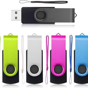 AreTop USB Stick 2GB 5 Pack, Swivel Design 2.0, 5 Colours