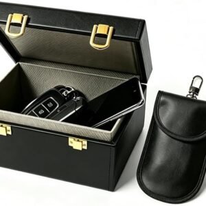 U+U Faraday Box for Car Keys, Anti-Theft Signal Blocking, Large Car Key Signal Blocker Box with Faraday Pouch