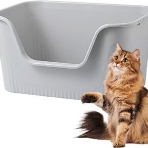 Vealind Cat Litter Tray with High Sided and Low Entry 100% Leak Proof Anti Splash Open Top Cats Litter Box Kitten Litter Tray