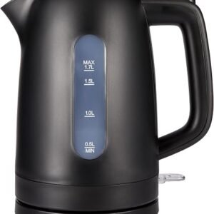 Amazon Basics Electric Kettle 1.7L, 3000 W, BPA-Free with 360? Base, Auto Shut-Off and Removable Anti-Scale Filter, Matte Black