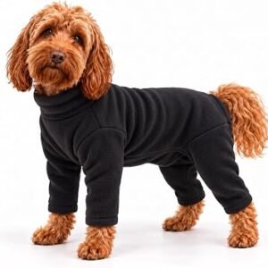 Warm Four-Legged Dog Fleece, Black, Medium | Super Soft, Weather-Resistant, Comfortable Fit, Full-Body Coverage, Suitable for Outdoor Adventures
