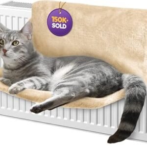 Petlicity Cat Radiator Bed ? Warm & Cosy Pet Hammock Bed (Beige Faux Fur)