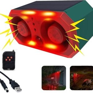 ROYELLE Solar Powered Siren for Outdoor Motion Sensors 130db garage alarm | 13 Sounds,Can record,IP65 ,with Remote ,4Working Modes, Solar USB Dual Power,...