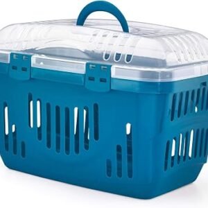 CAT CENTRE Blue Pet Carrier, Top Entry, Dog Cat Puppy, Travel Kennel | Pet carrier basket bag, top entry cage, portable kennel training box, travel crate...