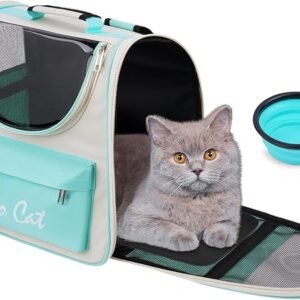 Adiwo Cat Carrier Backpack, Fashion Pet Carrier Rucksack for Puppy Large Cats, Breathable Carrier Backpack Cat Bag Space Capsule for Traveling Driving Hiking Walking Camping Hospital Outdoor