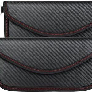 2 Pack Faraday Pouch Car Key Pouch for Keyless Entry Fobs, RFID Anti-Theft Signal Blocking, Premium Carbon Fibre Fabric Faraday Bag for Car Keys, Secure Keyless Entry Protection