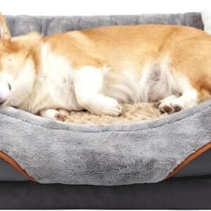 JOYELF Medium Memory Foam Dog Bed, Orthopedic Dog Bed & Sofa with Removable Washable Cover and Squeaker Toys as Gift