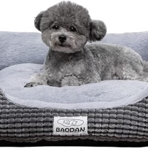 Baodan Small Dog Bed, Washable Pet Bed, Soft Anti-Anxiety 60x50cm Grey