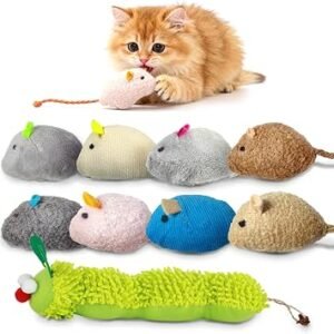 9 Pack Catnip Toys for Cats, Cat Chew Toys with Plush Mice & Caterpillar, Natural Catnip & Silver Vine Chew Toys for Dental Health, Interactive Cat Toys for Indoor Cats