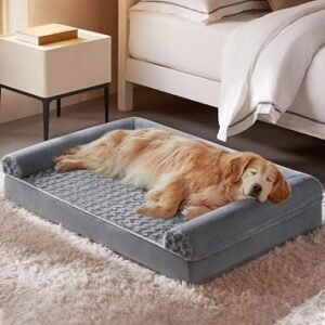 Quilmfoam Large Orthopaedic Dog Bed with Egg-Crate Foam, Extra Large Washable Waterproof Pet Sofa Bed, Raised Dog Bed with Removable Cover for Medium & XL Dogs
