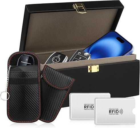 Diyife Large Faraday Box for Car Keys and Phones, with Pouch & Card Sleeves