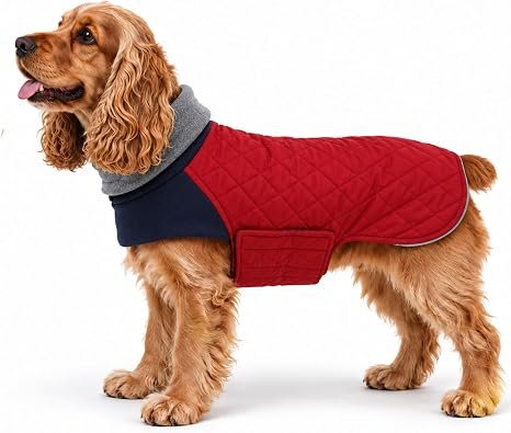 babepet Cocker Spaniel Coat, Waterproof Winter Dog Coat with Warm Lining | Reflective Dog Jacket with Leash Hole/Turtle Neck, Underbelly Dog Coats for...