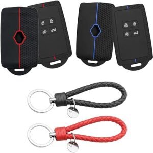 Car Key Holder, Signal Blocker Pouch, 4-Piece Set | Universal Car Key Cover, RFID Signal Blocker, PU Leather Construction, Multiple Keychain Colors, Compact...