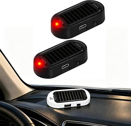 Solar Anti-Theft LED Flashing Lamp, Simulated Car Alarm Warning Light (A2) | Solar Powered Security Warning Lamp, Dusk Sensor USB Charging, Self-Adhesive,...