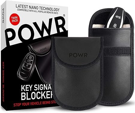 Powr Faraday Pouch for Car Keys - Classic Black - Pack of 2 | Anti-theft Keyless Key Signal - Dual Blocker Layer Shielding Bag - RFID Security & Fob...