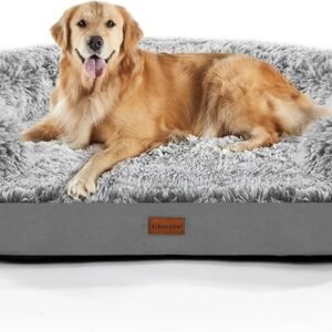 Gimars 9.5 cm Thick XL Orthopedic Large Dog Bed for Very Large Dogs, Supportive Dog Sofa with 28D Egg-Crate Memory Foam, Removable Washable Plush Cover, Waterproof Inner Cover for Puppies & Seniors