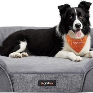 Feandrea Dog Bed Sofa, for Medium Dogs, Orthopedic Dog Couch,91 x 68 x 18cm