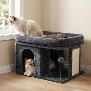 Heybly Cat Tree, 35cm Cat Tower with Large Cat Bed & Condo HCT203SG