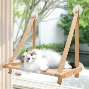 CATISM Foldable Cat Window Bed Hammock up to 20 kg, Reinforced Window Perch with Strong Suction Cup, Washable, Breathable Fabric, Window Sill Holder, Cat Hammock (50 x 38 cm)